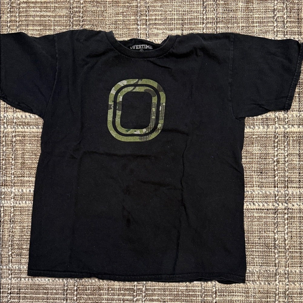 Overtime Kids Black T-Shirt with Green Graphic